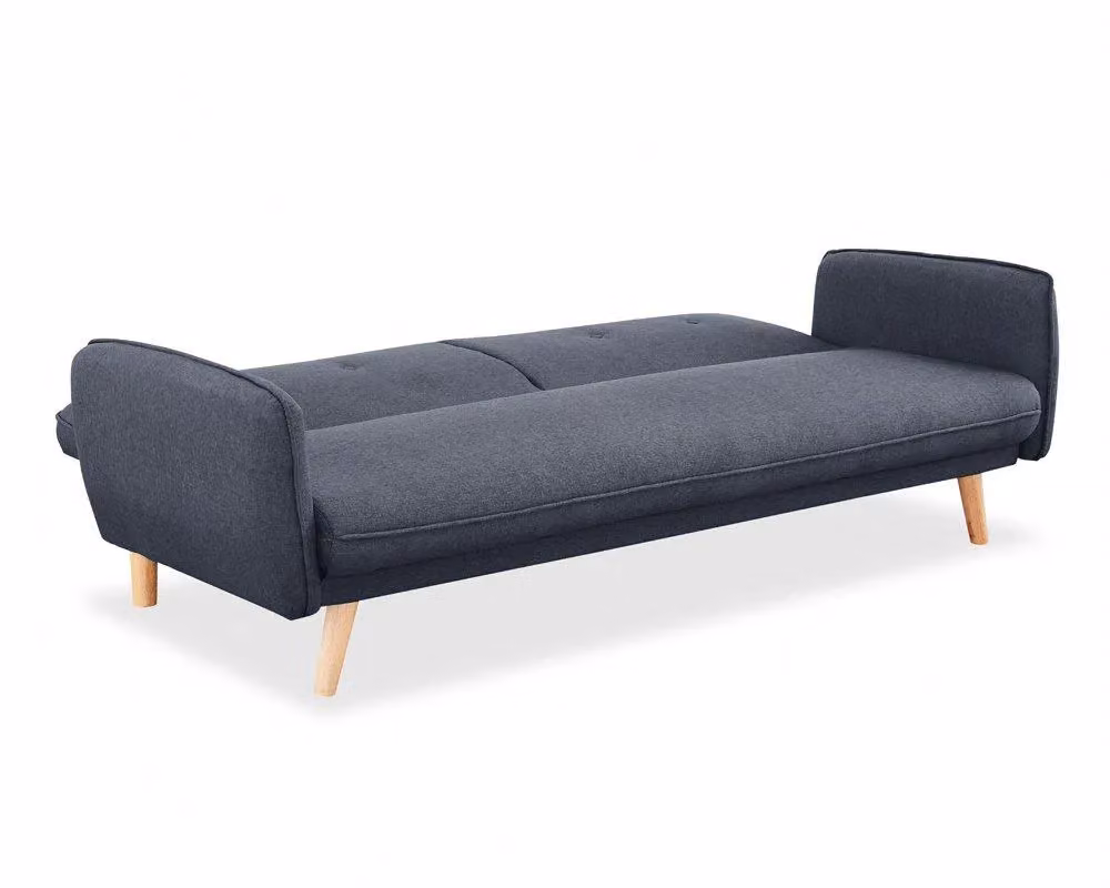 Home Detail Belmont 3 Seater Click Clack Fabric Sofa Bed in Grey and Black with Wooden Legs – 4