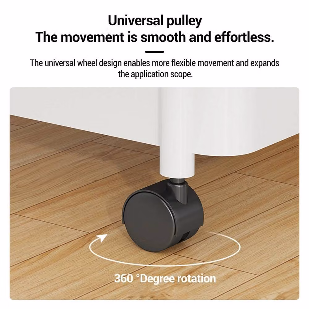 VOGREX 5 Tier Slim Rolling Kitchen Trolley Storage Rack Cart in Black – 3