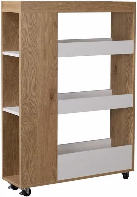 FORGEVIO 4 Tier Slim White Oak Rolling Kitchen Trolley, Multicolour Portable Storage Cart – 1
