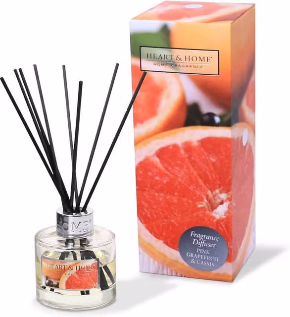 Heart and Home Pink Grapefruit & Cassis Reed Diffuser, 70ml, White