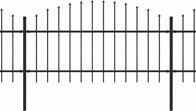 Berkfield Black Steel Spear Top Garden Fence, 8.5 m