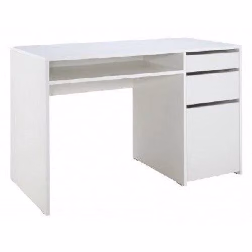 Pepper Modern White Single Pedestal Computer Desk with 2 Drawers W/D/H: 120 x 60 x 75.6 cm
