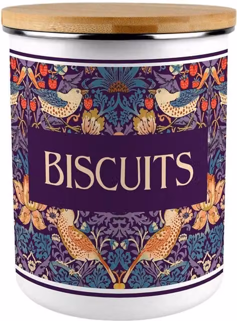 Purely Home Purple Strawberry Thief Extra Large Floral Metal Biscuit Tin