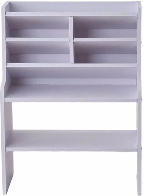 KORVIXA 2-Tier Desktop Storage Shelf and Office Desk Organiser in White – 1