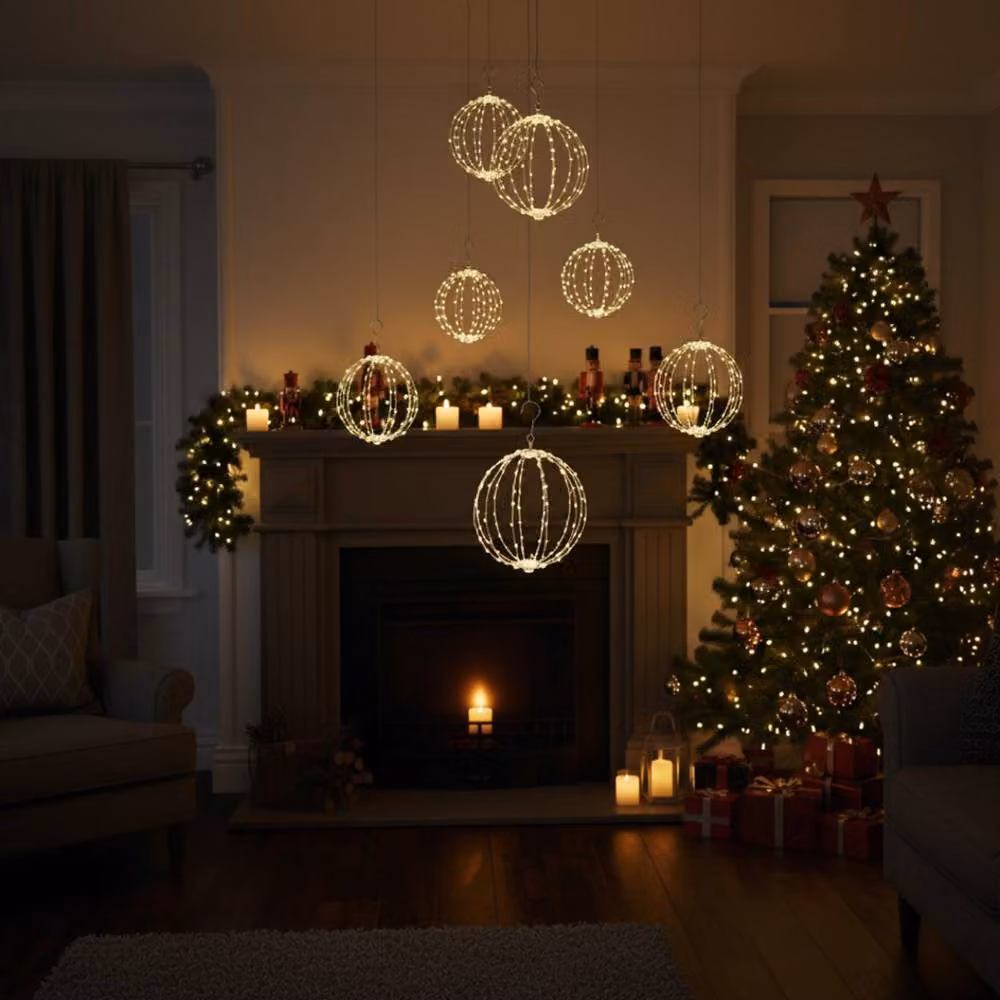 Pegdev Outdoor Gold Copper Sphere with 140 Warm White LED Lights, Diameter: 30 cm – 2