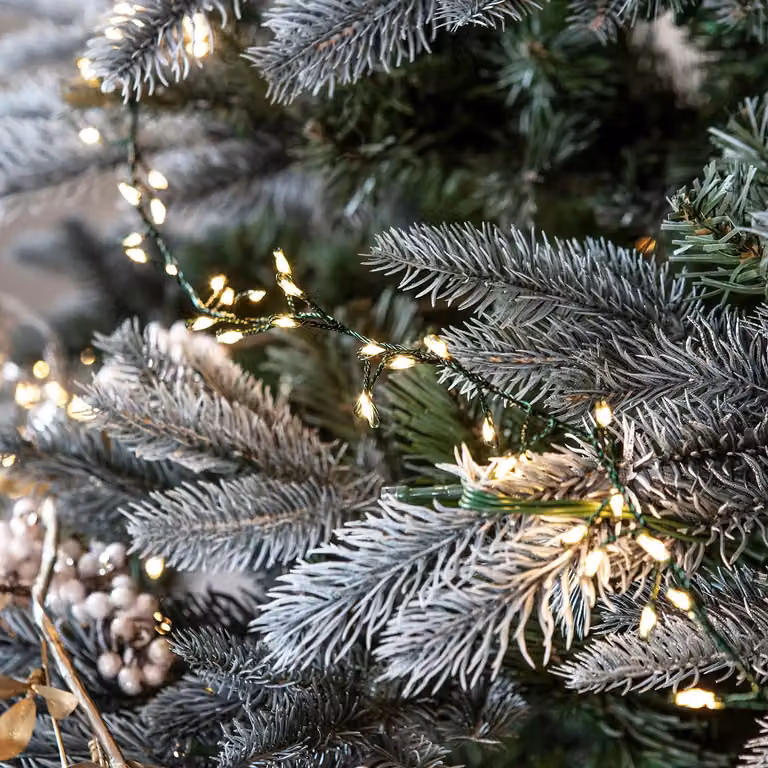 Lights4fun 1200 Warm White LED Micro Cluster Christmas Tree Lights, 15m, Green Cable