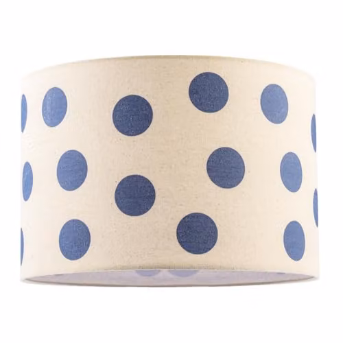 Happy Homewares Modern Dusty Amparo Blue Linen Fabric Polka Dot Drum Lamp Shade, W/D/H: 30 x 30 x 20 cm