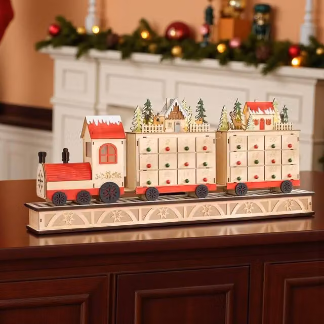 Garden Greatness LED Train Village Advent Calendar in Brown and Multicolour – 1