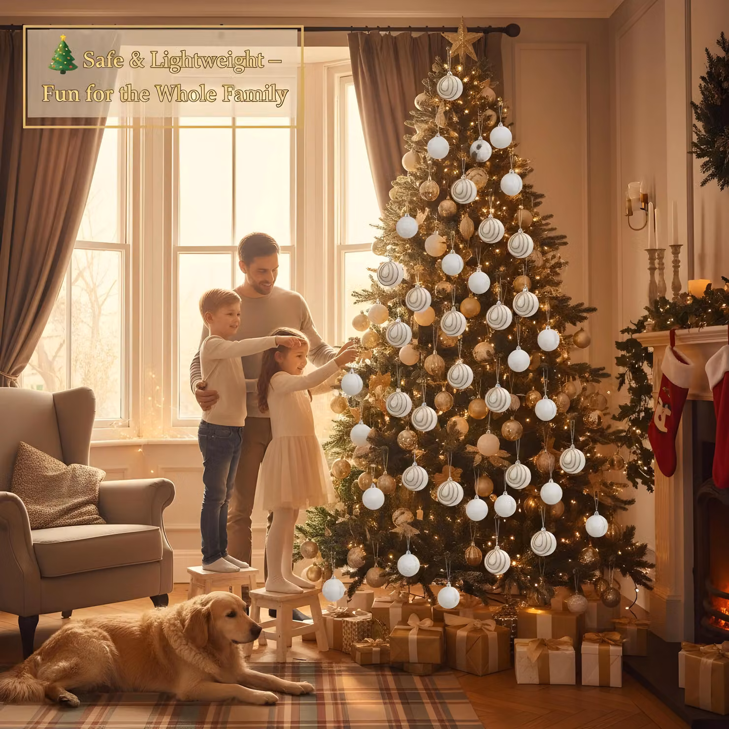 Shatchi 12Pcs White Soft Foam Glittered Christmas Bauble Hanging Ornaments, Diameter: 4 cm – 5