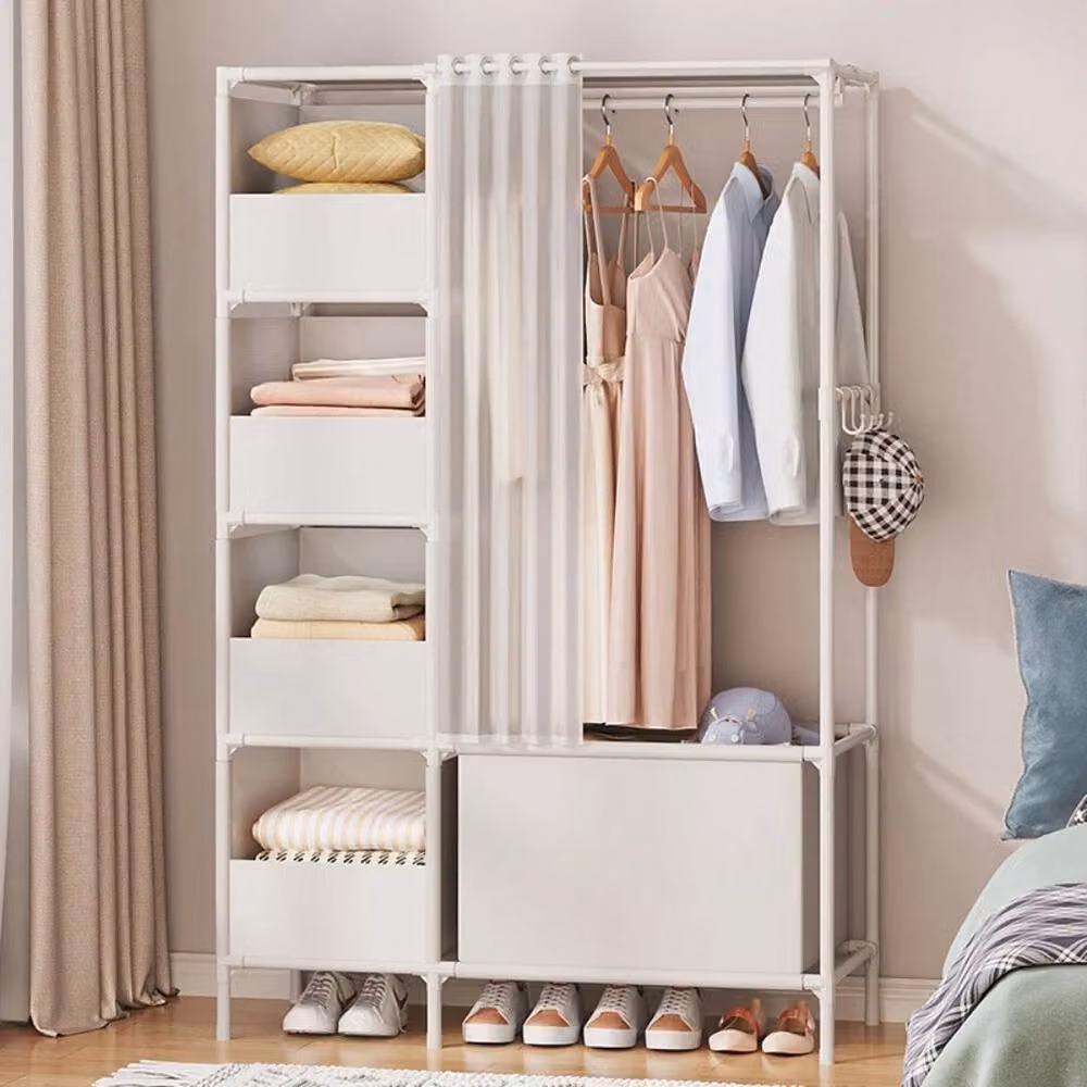 FORGEVIO Heavy Duty Metal Clothes Rail Rack, White, H 170 cm x W 105 cm x D 42 cm – 2