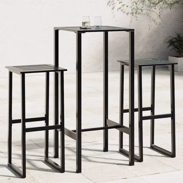 Berkfield Home 3 Piece Garden Bar Set in Black Powder-coated Metal
