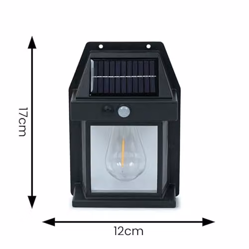 ValueLights Pack of 4 Black Lantern Solar Garden Fence Lights with PIR Motion and Dusk Sensors – 5