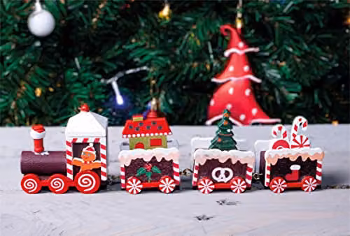 St Helens Home & Garden Wooden Christmas Pudding Train Set Decoration in Multicolour – 3