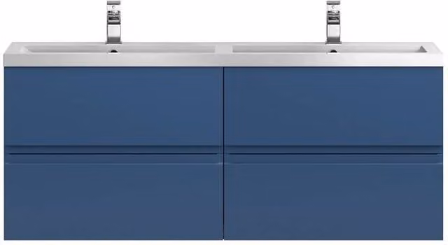 Balterley Mavesyn 4 Drawer Wall Hung Vanity Basin Unit, Blue, Width: 120 cm – 1