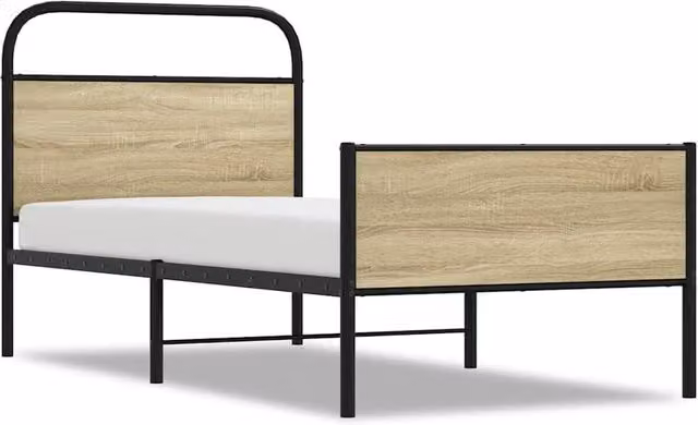 Berkfield Home Sonoma Oak Bed Frame in Brown, W/D/H: 80 x 200 cm – 1