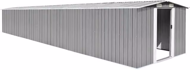 Berkfield Home Grey Galvanised Steel Gable Garden Shed W/D/H: 779 x 257 x 181 cm