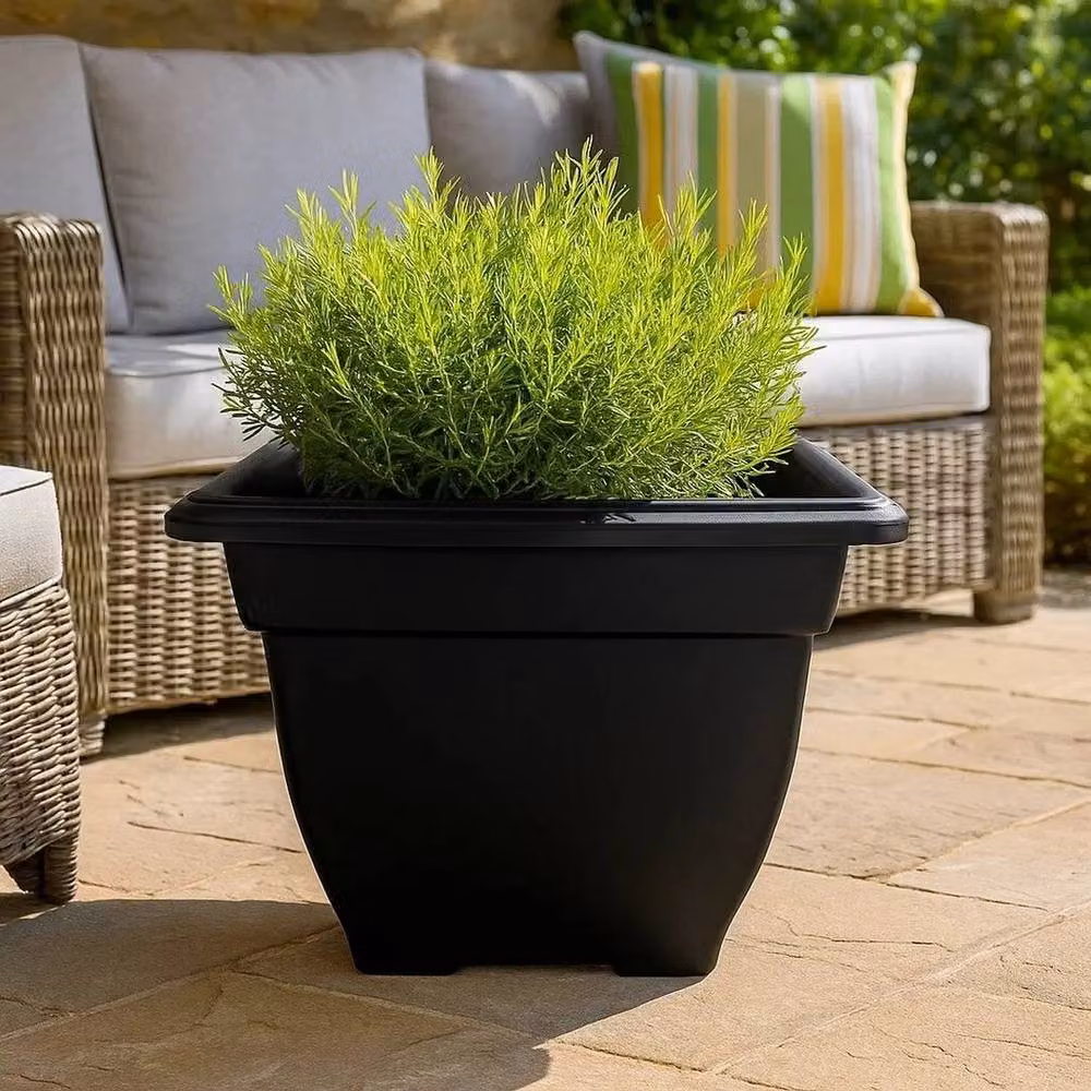 SPETLEK Black Large Square Bell Planter Plastic Pot W/D/H: 100 x 38 x 15 cm – 2