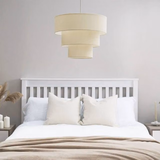 FORGEVIO Modern Cylinder Ceiling Light Shade in Beige Fabric