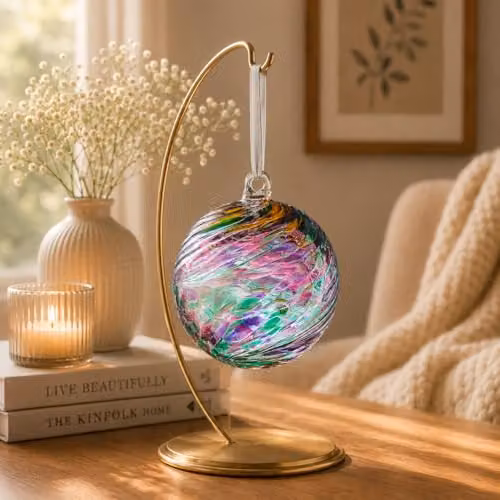 Sienna Glass Friendship Ball Multicoloured Turquoise Hanging Glass Ornament, 8 cm – 1