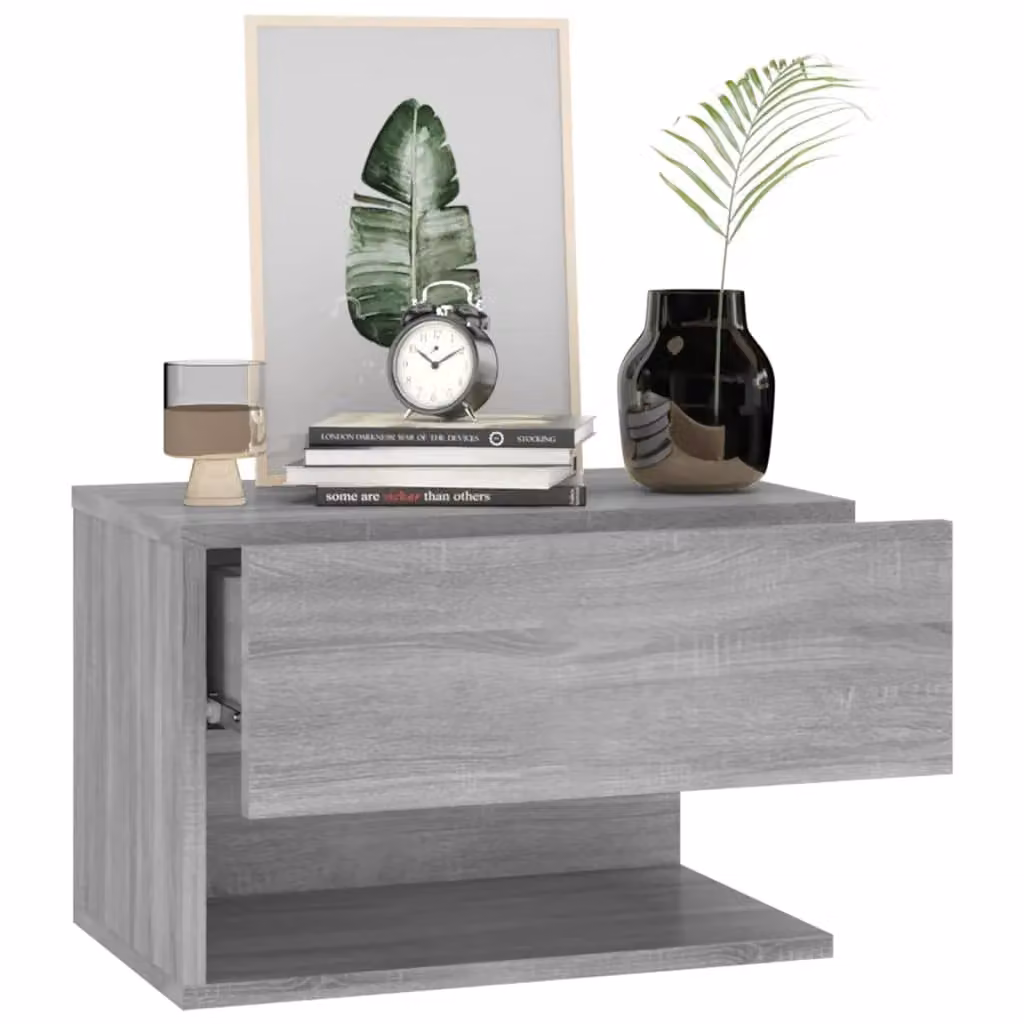Berkfield Home Wall-mounted Bedside Cabinets, 2 Piece Set in Grey Sonoma – 3