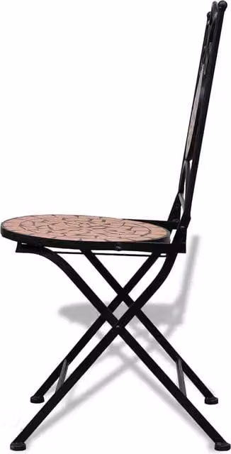 Berkfield Home Set of 2 Decorative Folding Bistro Chairs in Brown Terracotta Ceramic and Powder Coated Steel – 1