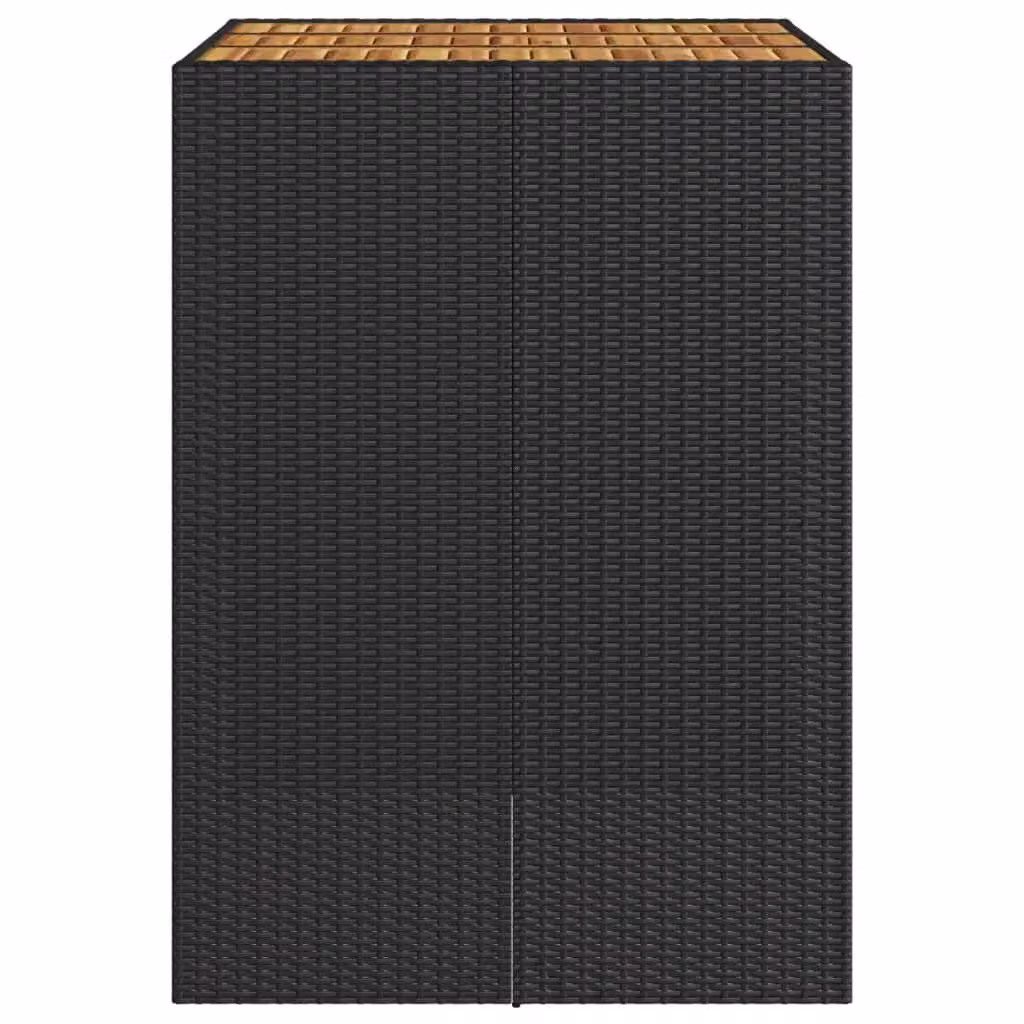 Berkfield Home Garden Bar Table with Black Poly Rattan and Acacia Wood Top, W/D/H: 105 x 80 x 110 cm – 5