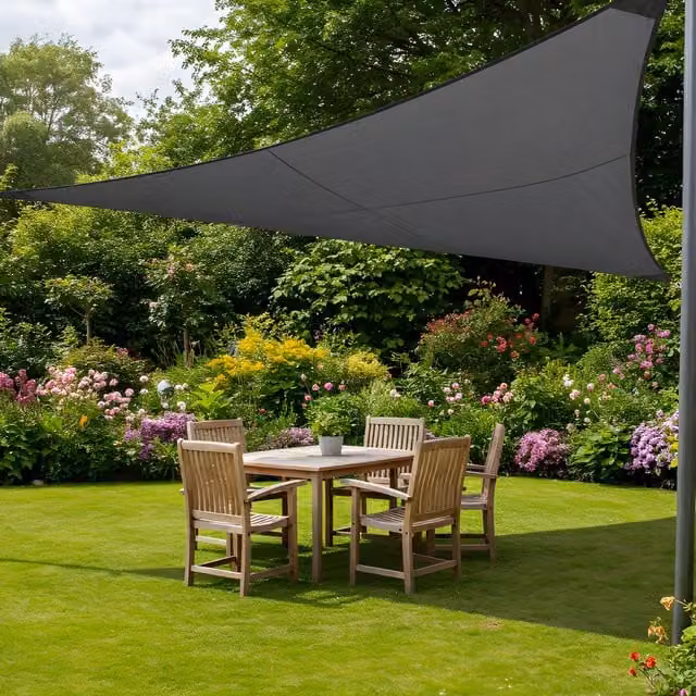 Kookaburra Waterproof Triangle Garden Sail Shade, Anthracite, UPF 50