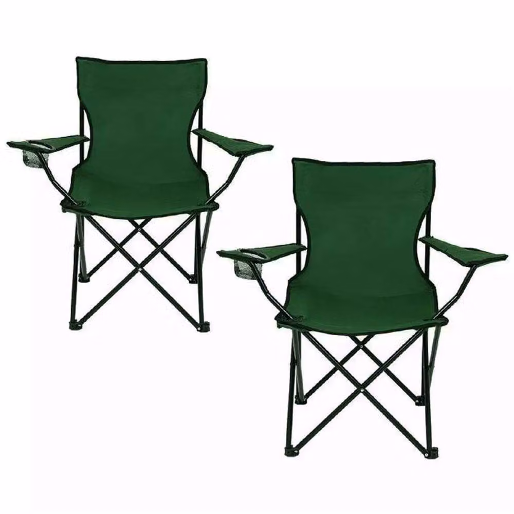 FORGEVIO Set of 2 Green Folding Camping Chairs with Armrests – 4