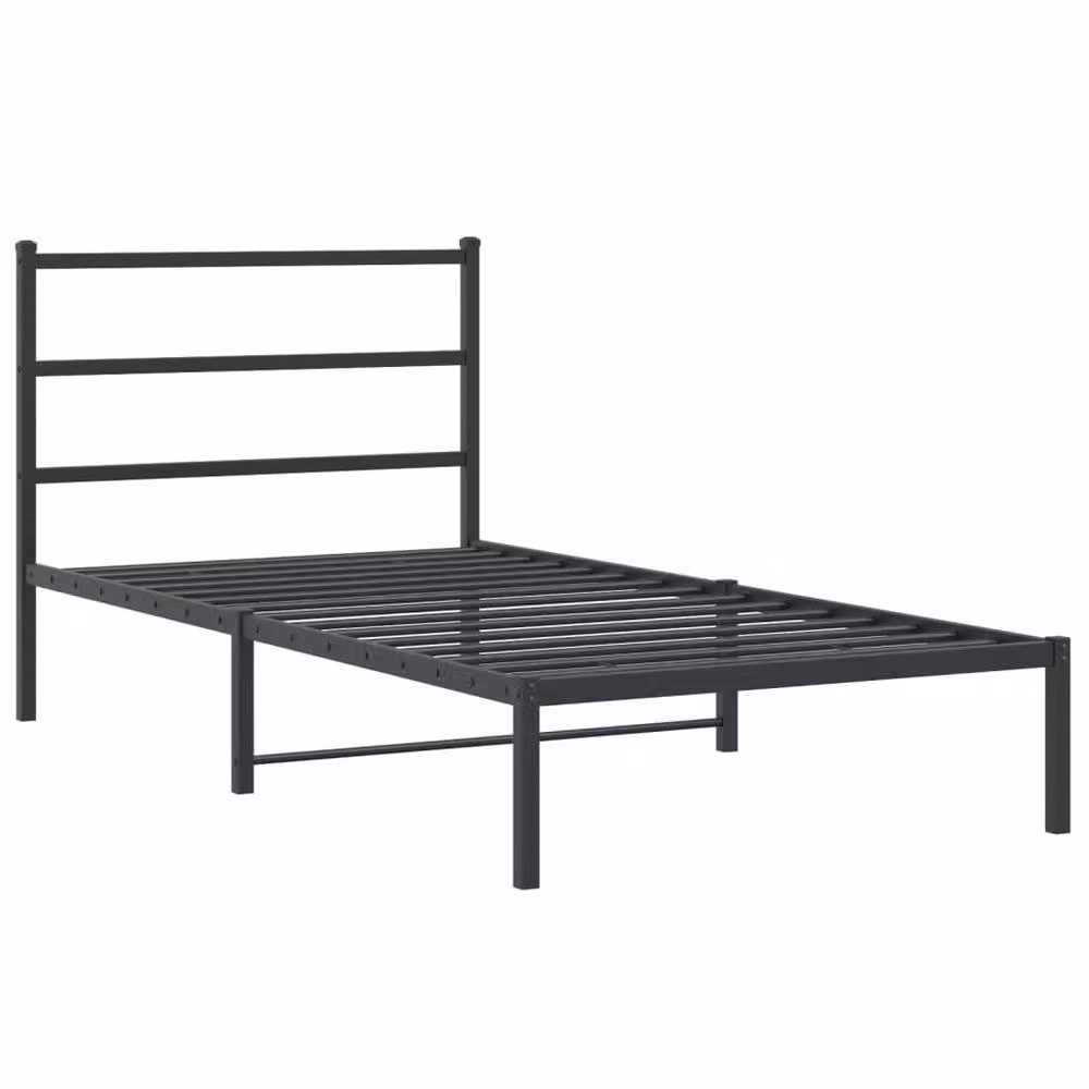Berkfield Home Metal Bed Frame with Headboard, Black, W/D/H: 100 x 200 cm – 2