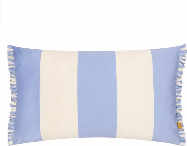 Make it a Home Araya Striped Blue Velvet Polyester Rectangular Cushion