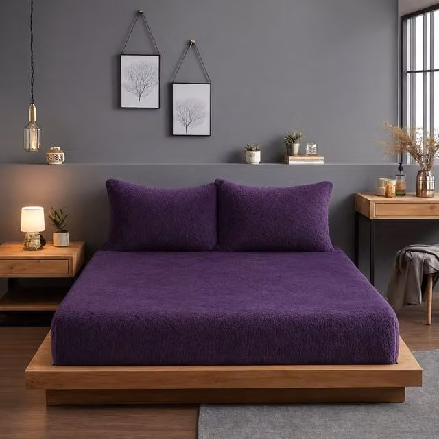 Snug City Purple Teddy Fleece Extra Deep Fitted Sheet, Small Double, 30 cm Depth – 1