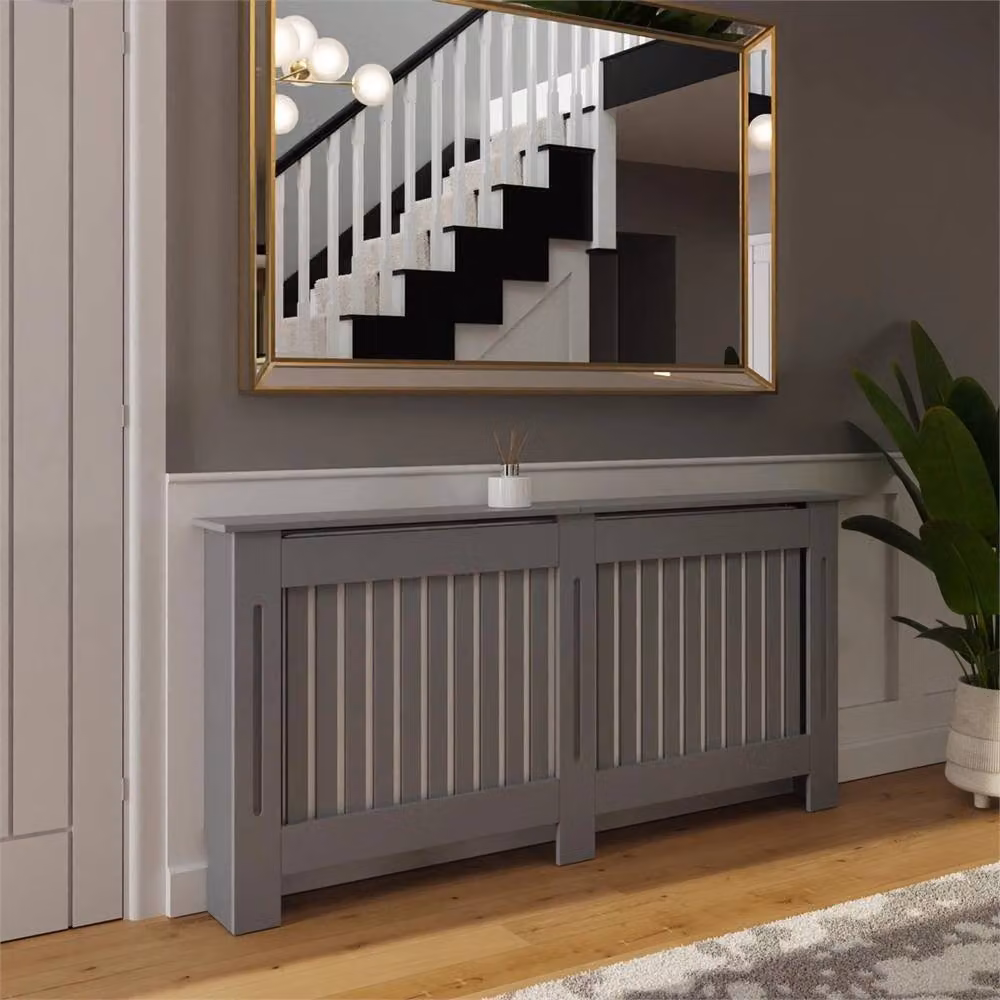 Nordara Grey X-Large MDF Radiator Cover with Vertical Slats, W/D/H: 172 x 82.3 x 19 cm – 3