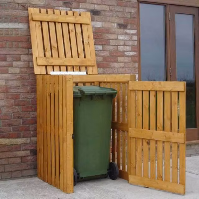Shires Wheelie Dip Treated Single Bin Store in Brown, W: 83 cm, D: 79 cm, H: 120 cm