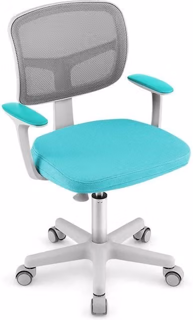 Costway Kids Low-Back Swivel Task Chair in Turquoise Multicolour Fabric