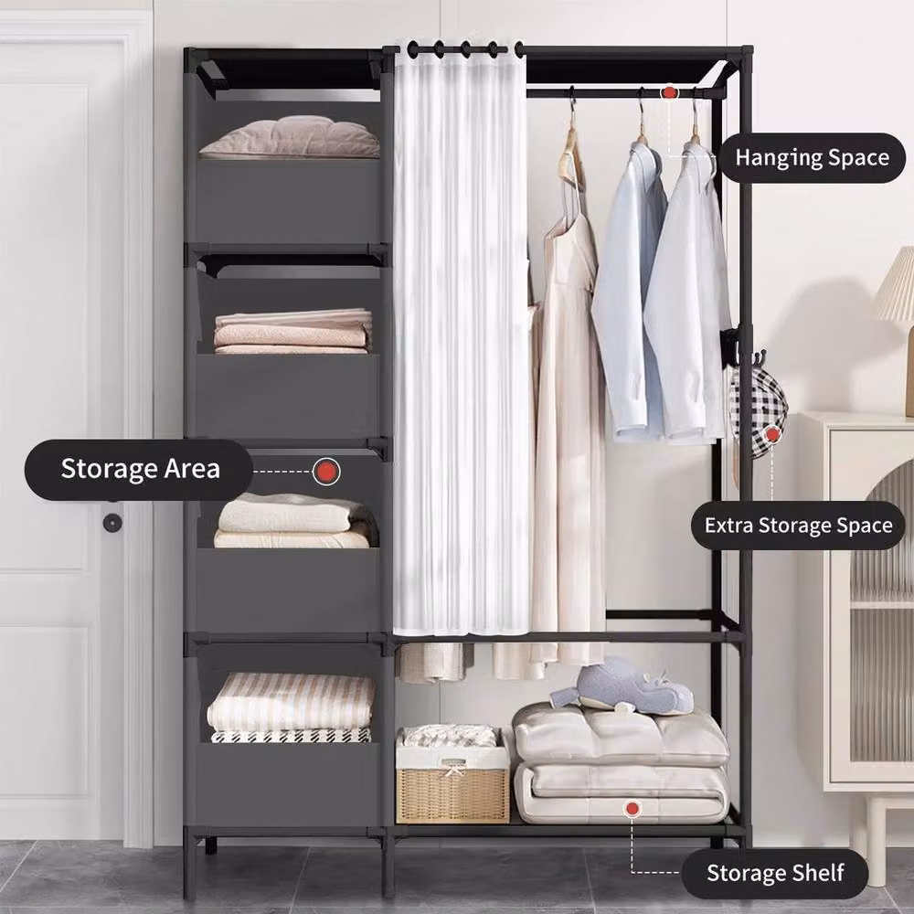 KORVIXA Heavy Duty Clothes Rail Hanging Rack in Grey, W/D/H: 100 x 100 x 160 cm – 4