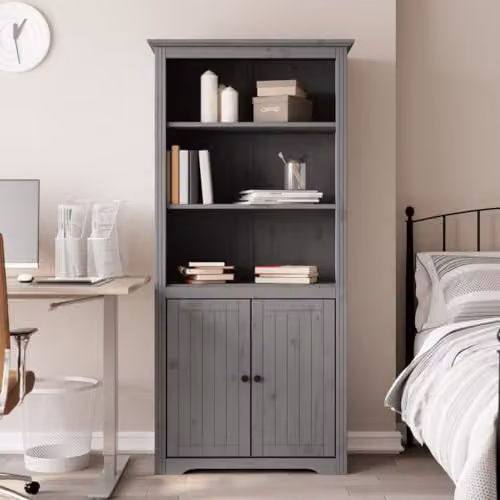 vidaXL BODO Bookcase in Grey Solid Pine Wood, W/D/H: 80 x 40 x 172 cm – 2