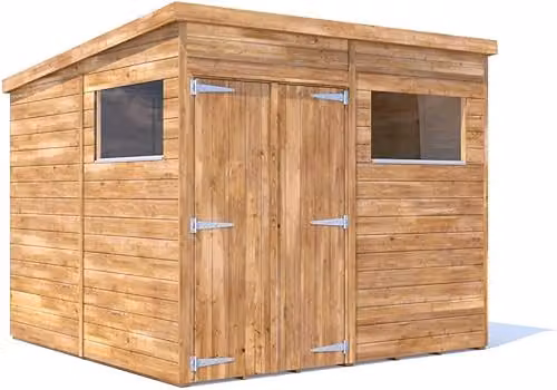 Dunster House Overlord Modular Wooden Garden Shed with Pent Roof and Window, Brown, W/D/H: 240 x 240 x 209 cm