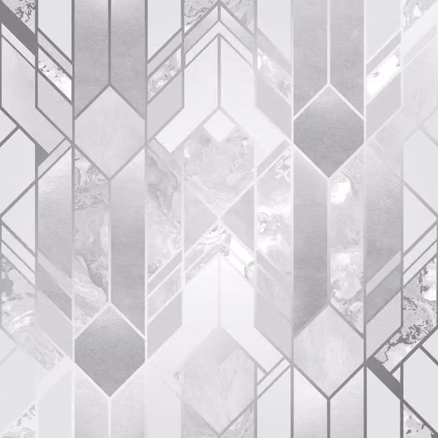 I Love Wallpaper Liquid Marble Geometric Art Deco Wallpaper in Silver and Grey