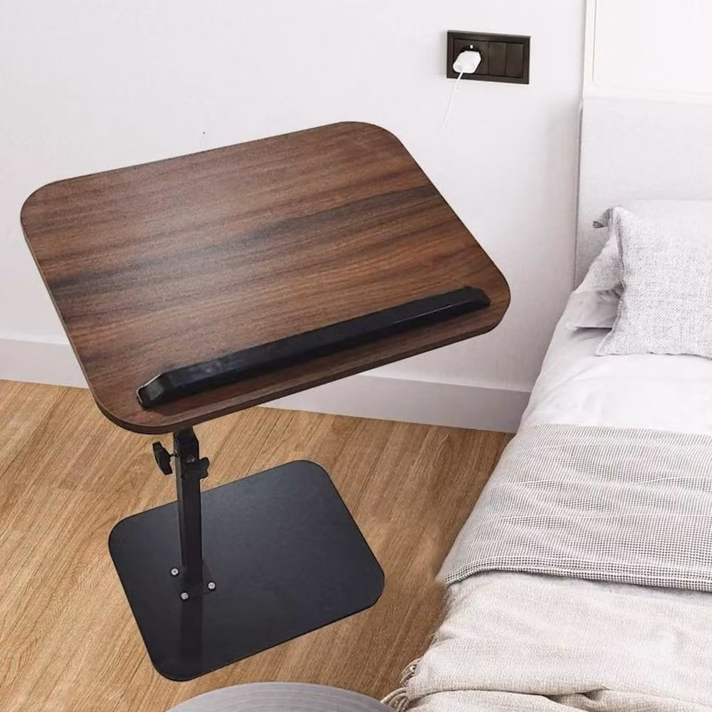 KORVIXA C-Shaped Sofa Side Table and Laptop Coffee Table in Brown – 5