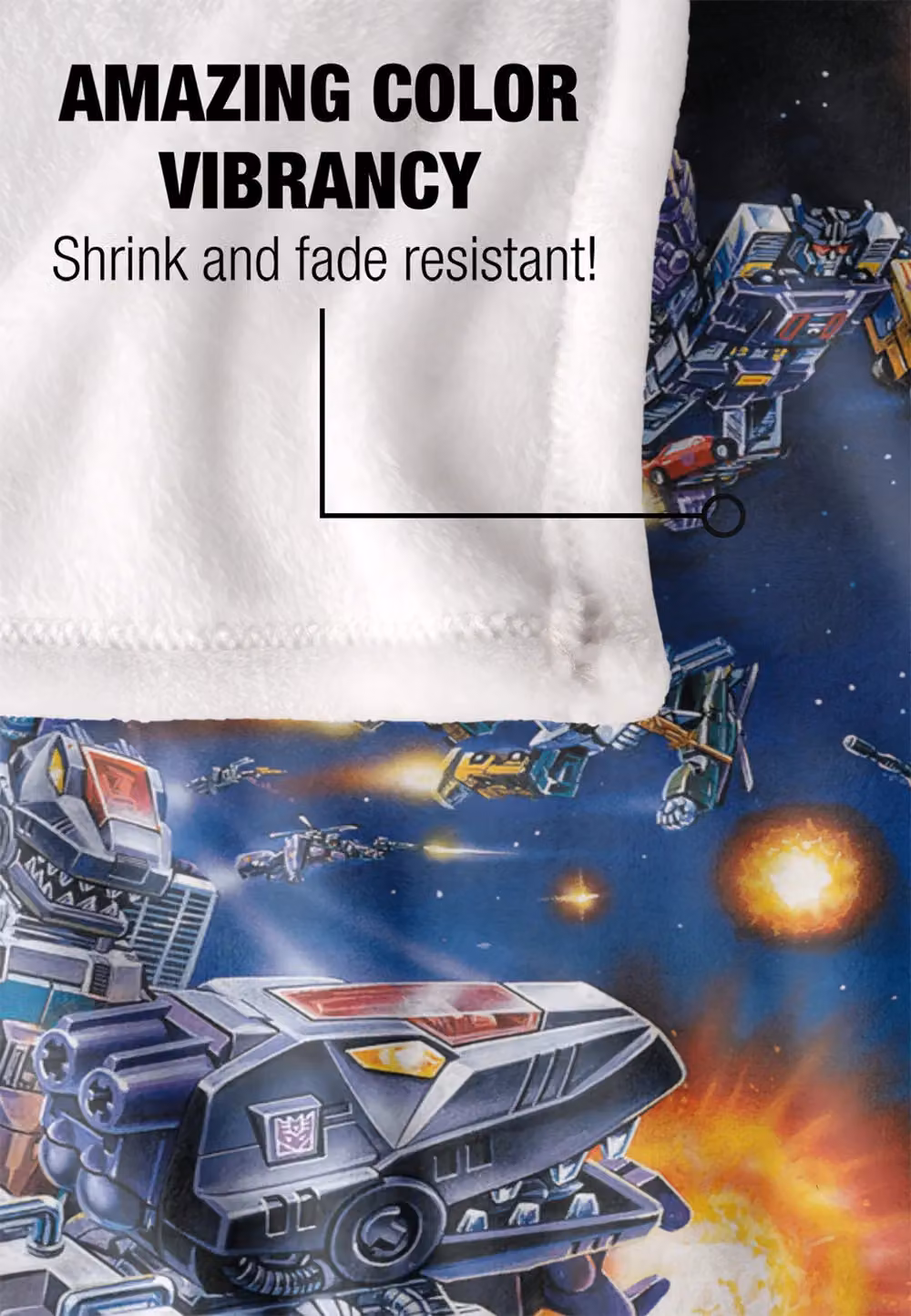 Hasbro Transformers Decepticon Box Art Super Soft Fluffy Throw Blanket in White and Multicolour, W/D/H: 152 x 127 cm – 4