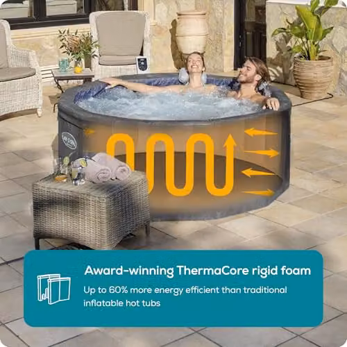 Lay-Z-Spa Carrara Grey Inflatable Round Hot Tub for 4-6 People with Wifi App Control – 3