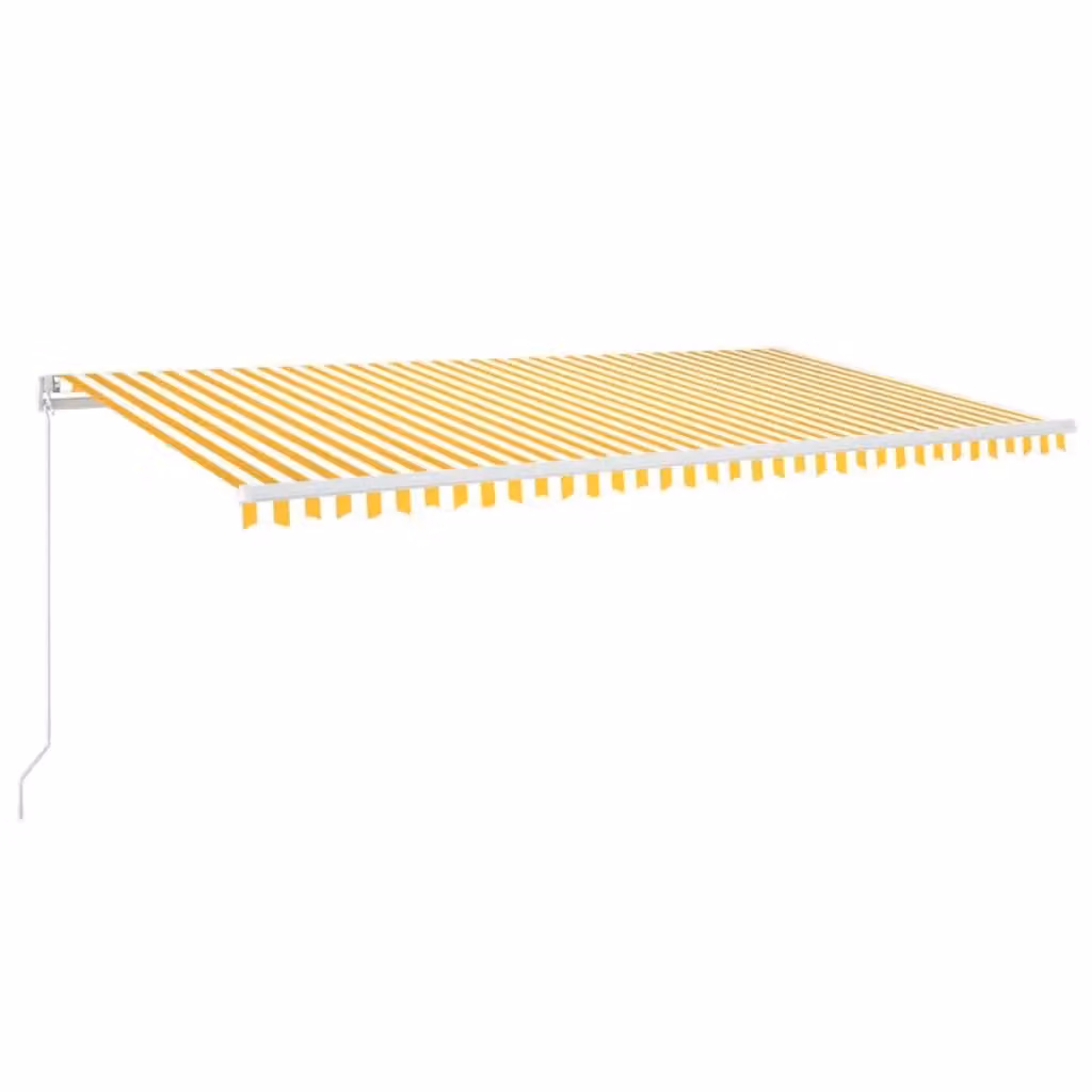 Berkfield Home Manual Retractable Awning with LED, Yellow and White, W: 600 cm, D: 300 cm – 2