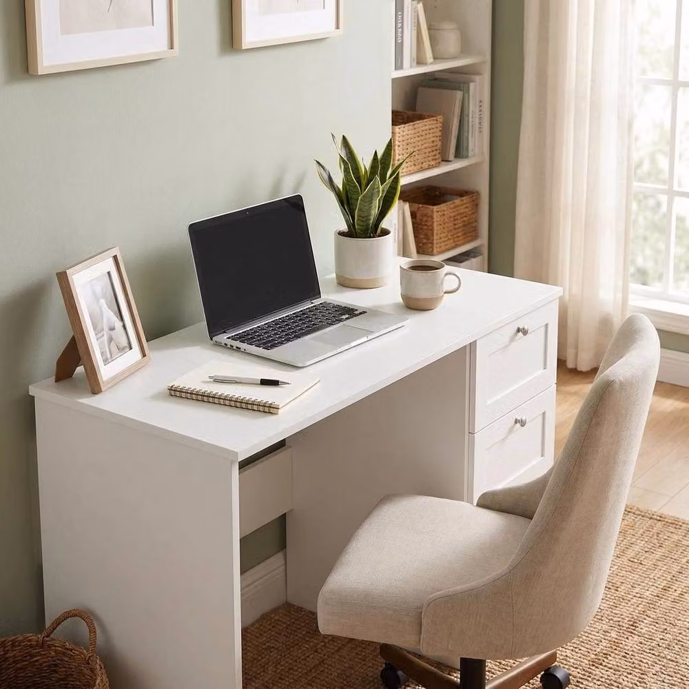 Havendro White Modern 3 Drawer Dressing Table and Study Desk W/H: 99.0 x 71.5 cm – 2