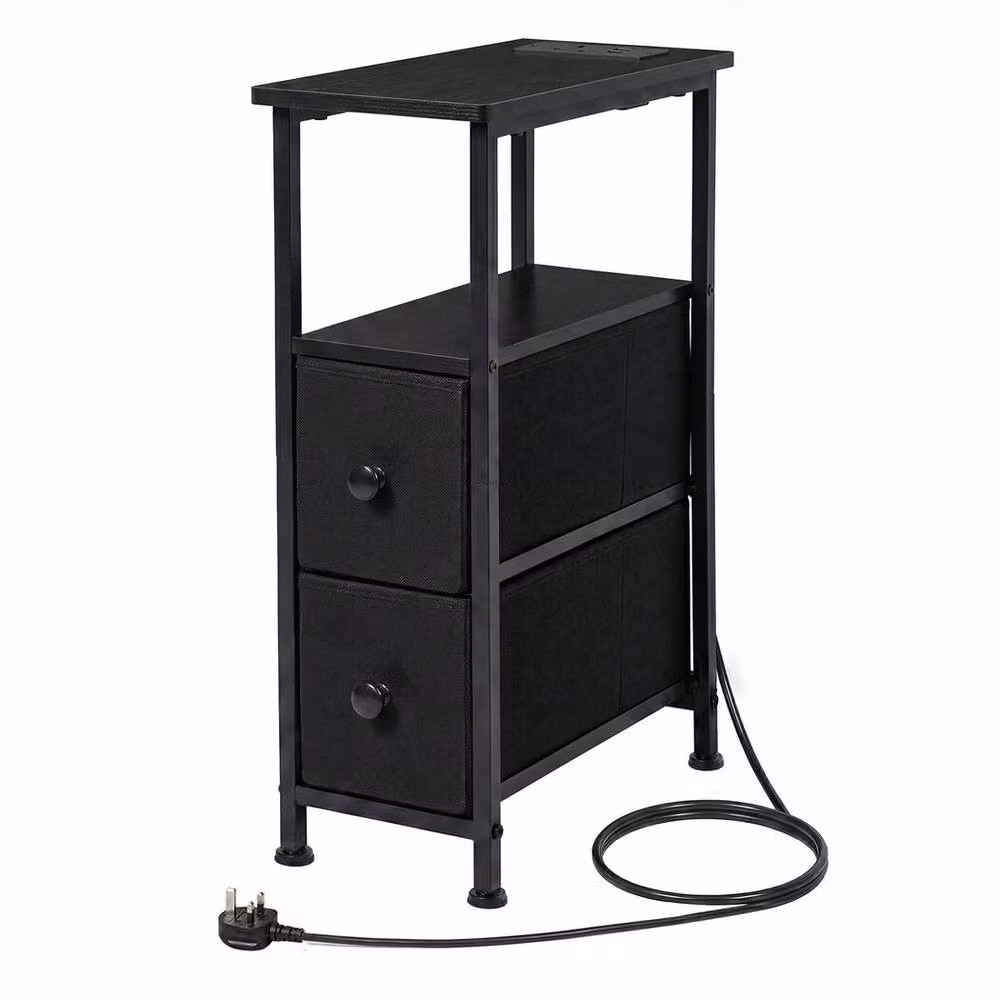 Levede Modern Black Bedside Table with Integrated LED Lighting – 2