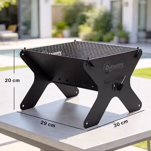 Outsunny Tabletop Charcoal BBQ and Portable Camping Fire Pit in Black – 7