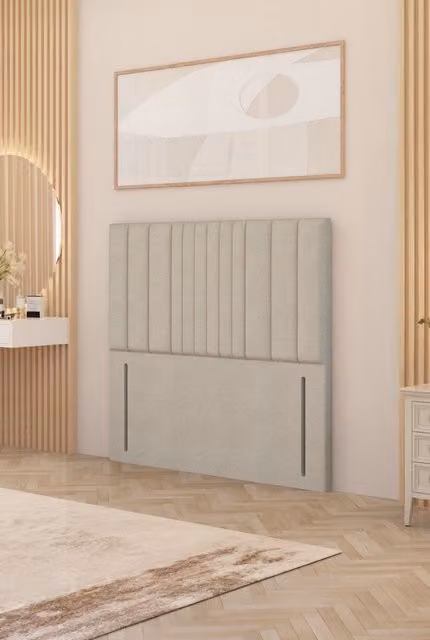Somnior Alexas Small Double Floor Standing Headboard in Natural Tweed Fabric