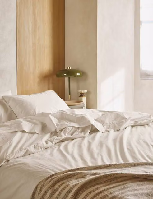 Piglet In Bed Washed Cotton Percale Duvet Cover in Cream