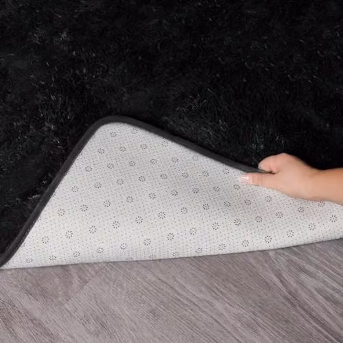 Sienna OHS Fluffy Shaggy Rug in Black, W/D: 80 x 150 cm – 3