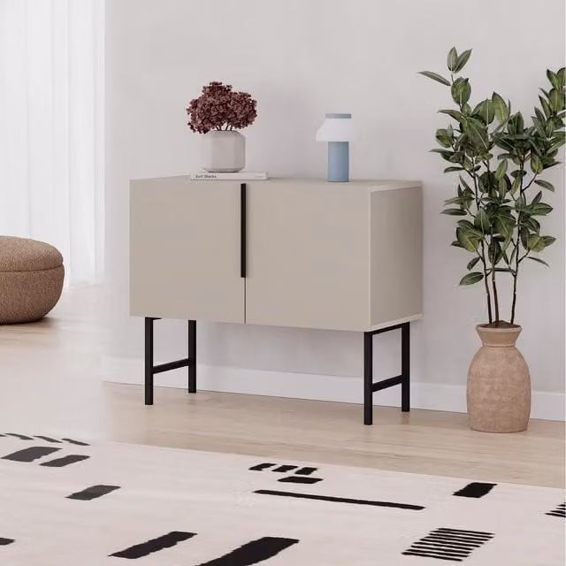 Decortie Hocus Picus Industrial Console Cabinet in Sandstone for Hallway or Living Room, W/D/H: 88 x 40 x 75 cm – 1
