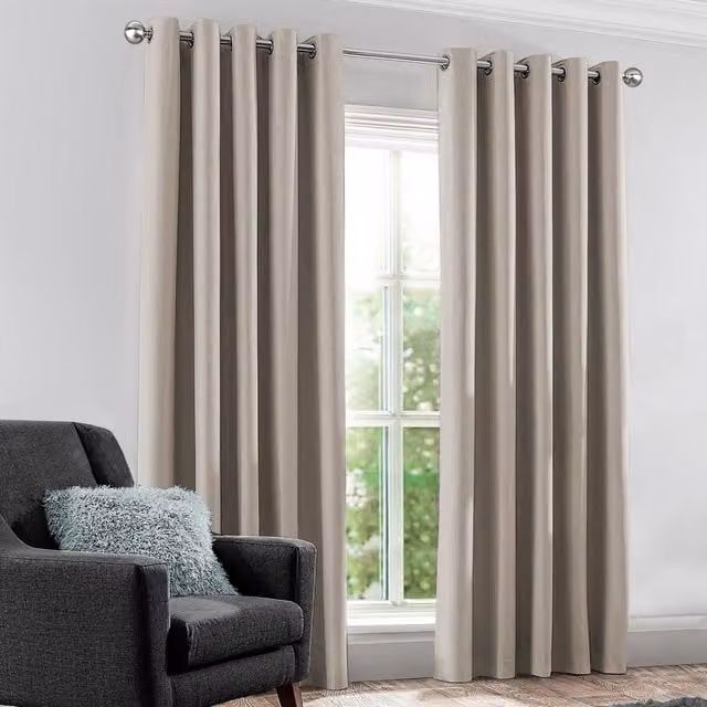 Velosso Kassidy Blackout Eyelet Curtains in Beige, Width: 116 cm, Drop: 137 cm – 1